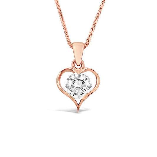 Simple heart - 18K diamond Pendant - Lotus Diamond