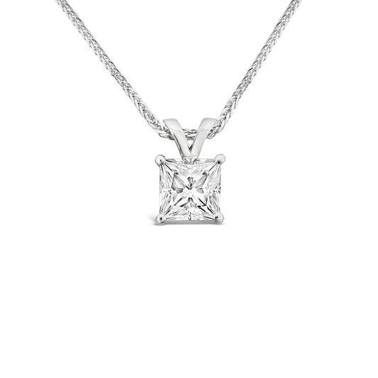 Simple princess square 18K diamond Pendant - Lotus Diamond