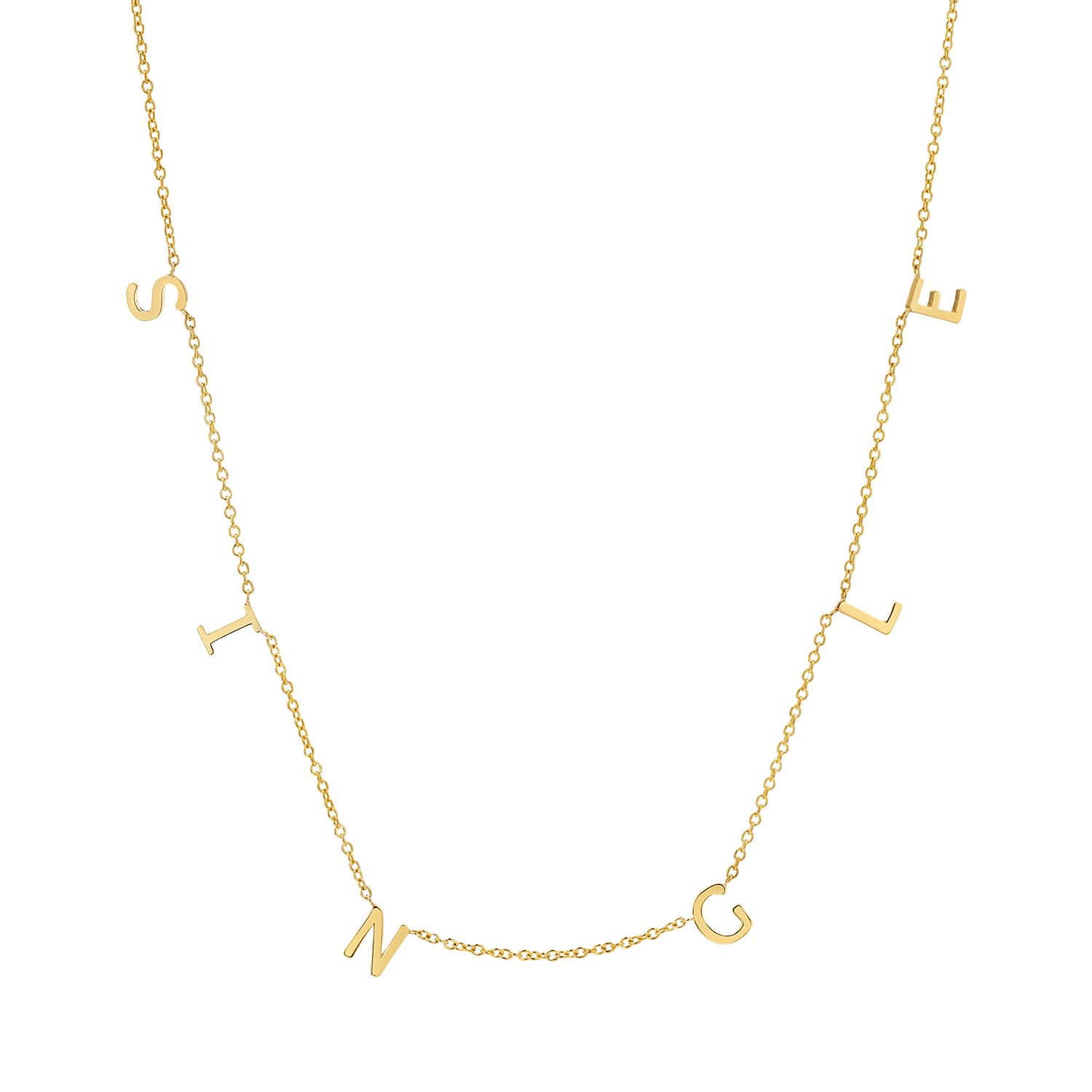 "SINGLE" Spaced Letter Necklace - Lotus Diamond