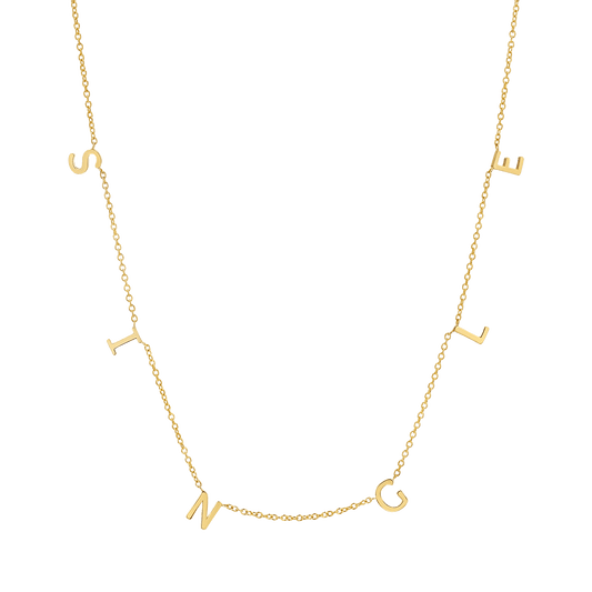 "SINGLE" Spaced Letter Necklace - Lotus Diamond
