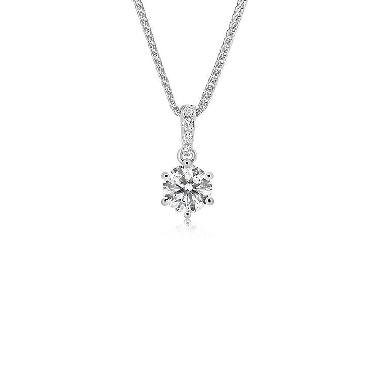 Six - prong diamond Pendant - Lotus Diamond
