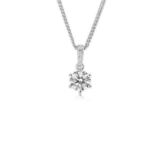 Six - prong diamond Pendant - Lotus Diamond
