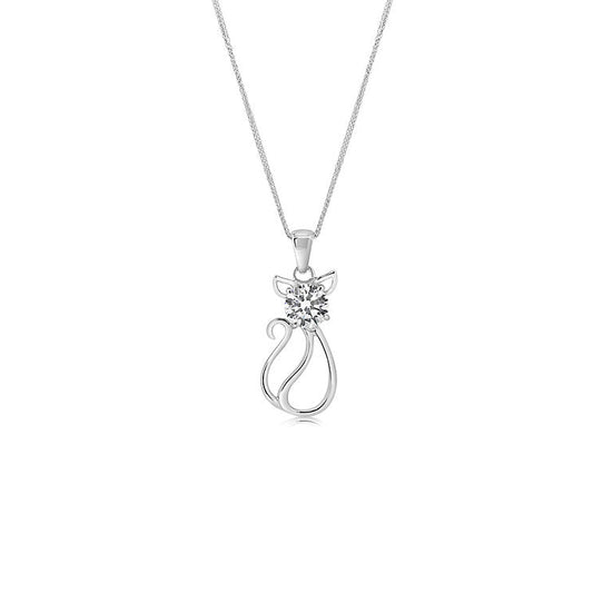 Skeuomorphic cat - shaped 18K diamond Pendant - Lotus Diamond