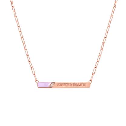 Slash Engravable Necklace with Diamond Accents - Lotus Diamond