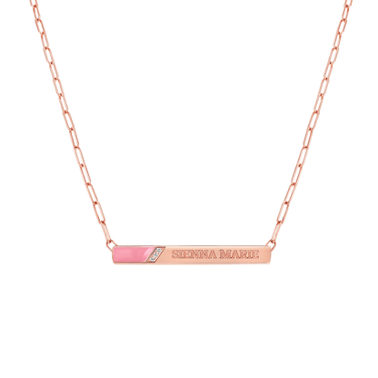 Slash Engravable Necklace with Diamond Accents - Lotus Diamond