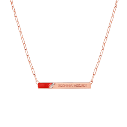 Slash Engravable Necklace with Diamond Accents - Lotus Diamond