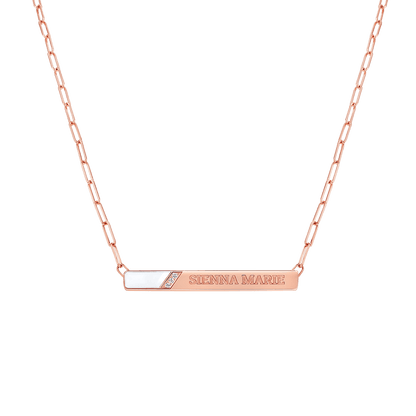 Slash Engravable Necklace with Diamond Accents - Lotus Diamond
