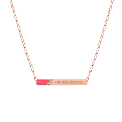 Slash Engravable Necklace with Diamond Accents - Lotus Diamond