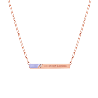 Slash Engravable Necklace with Diamond Accents - Lotus Diamond