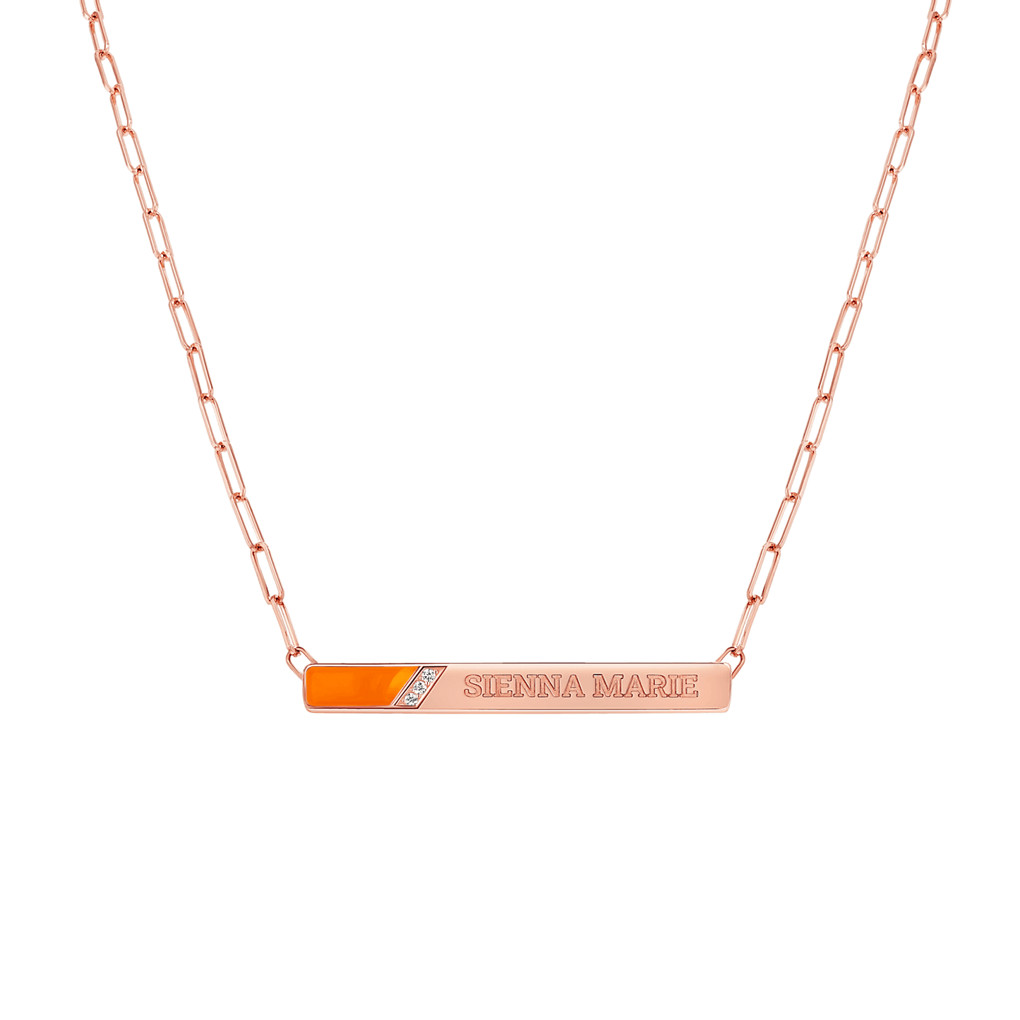 Slash Engravable Necklace with Diamond Accents - Lotus Diamond