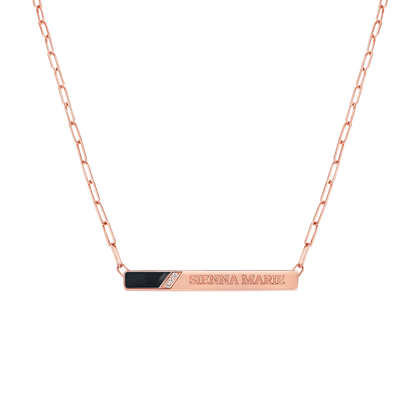 Slash Engravable Necklace with Diamond Accents - Lotus Diamond