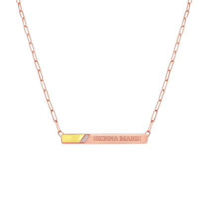 Slash Engravable Necklace with Diamond Accents - Lotus Diamond