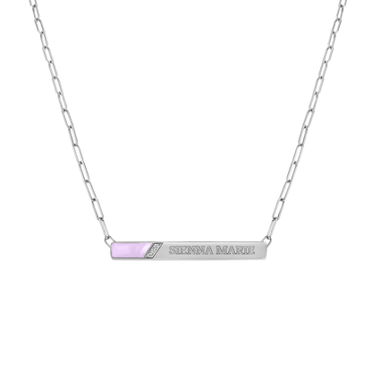 Slash Engravable Necklace with Diamond Accents - Lotus Diamond