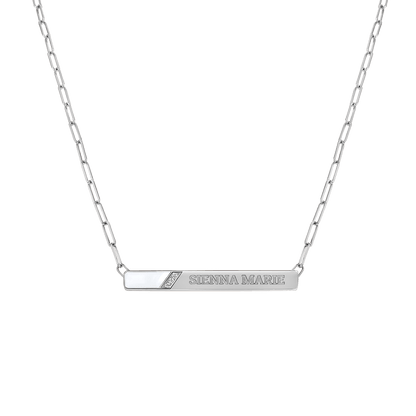 Slash Engravable Necklace with Diamond Accents - Lotus Diamond