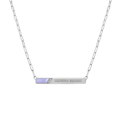 Slash Engravable Necklace with Diamond Accents - Lotus Diamond