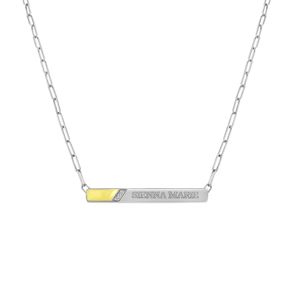 Slash Engravable Necklace with Diamond Accents - Lotus Diamond