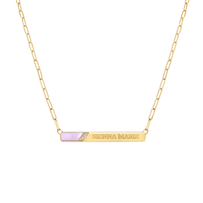 Slash Engravable Necklace with Diamond Accents - Lotus Diamond