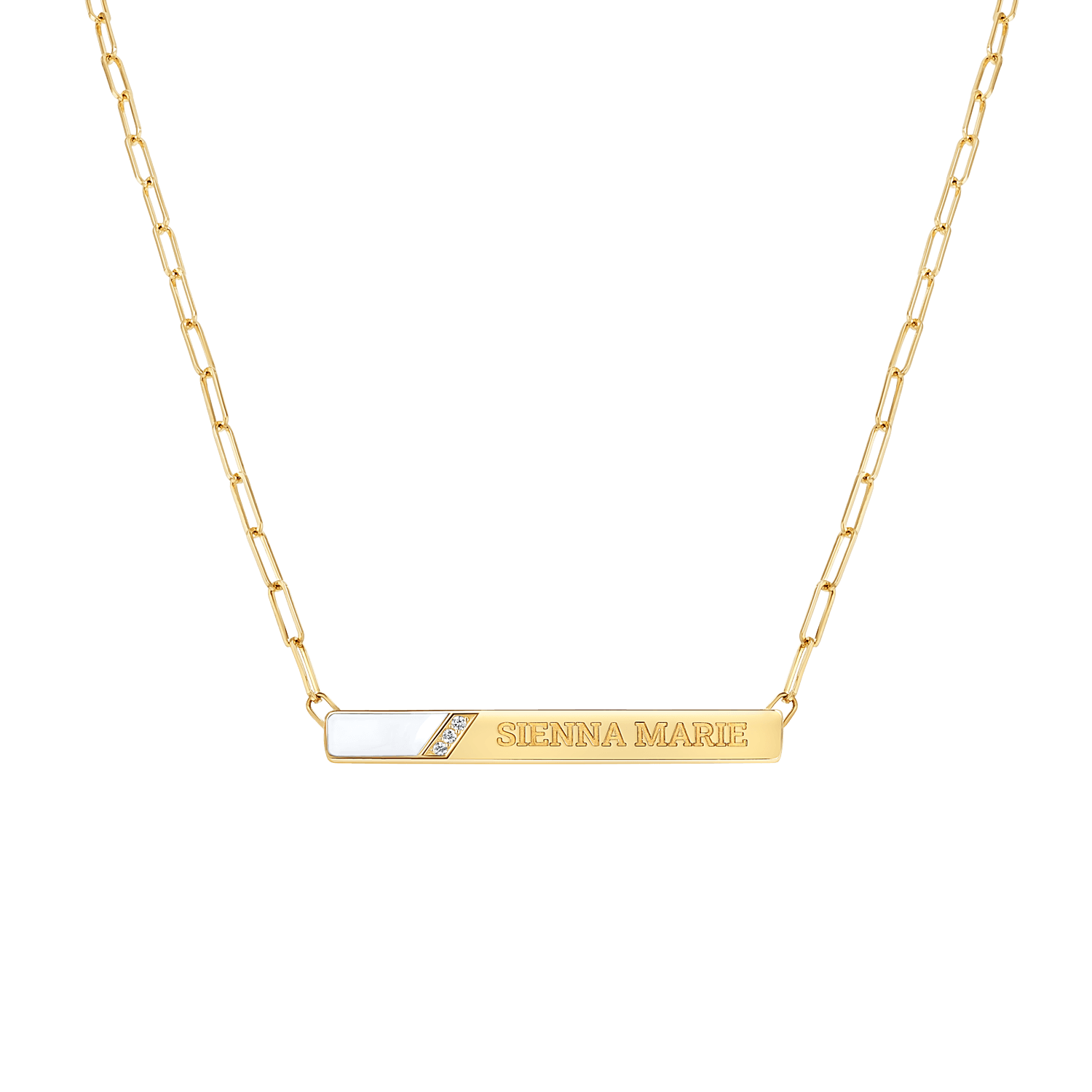 Slash Engravable Necklace with Diamond Accents - Lotus Diamond