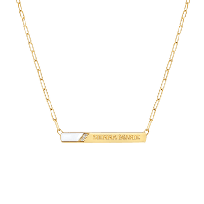 Slash Engravable Necklace with Diamond Accents - Lotus Diamond