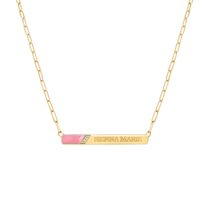 Slash Engravable Necklace with Diamond Accents - Lotus Diamond