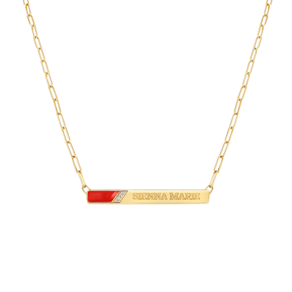 Slash Engravable Necklace with Diamond Accents - Lotus Diamond