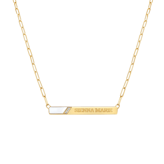 Slash Engravable Necklace with Diamond Accents - Lotus Diamond