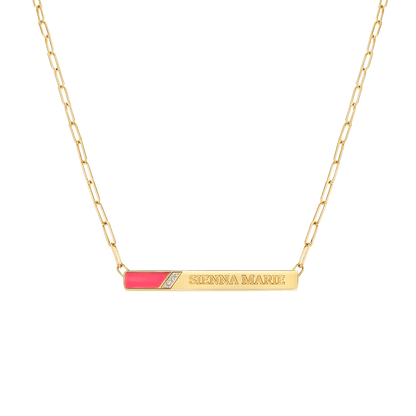 Slash Engravable Necklace with Diamond Accents - Lotus Diamond