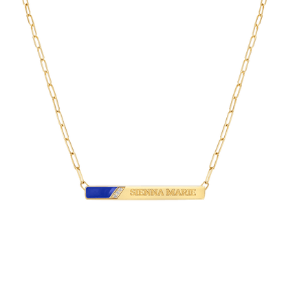 Slash Engravable Necklace with Diamond Accents - Lotus Diamond