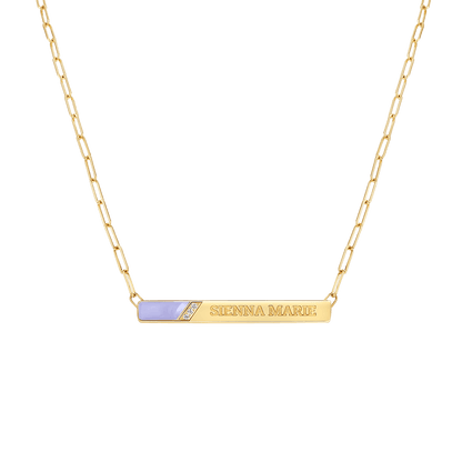 Slash Engravable Necklace with Diamond Accents - Lotus Diamond