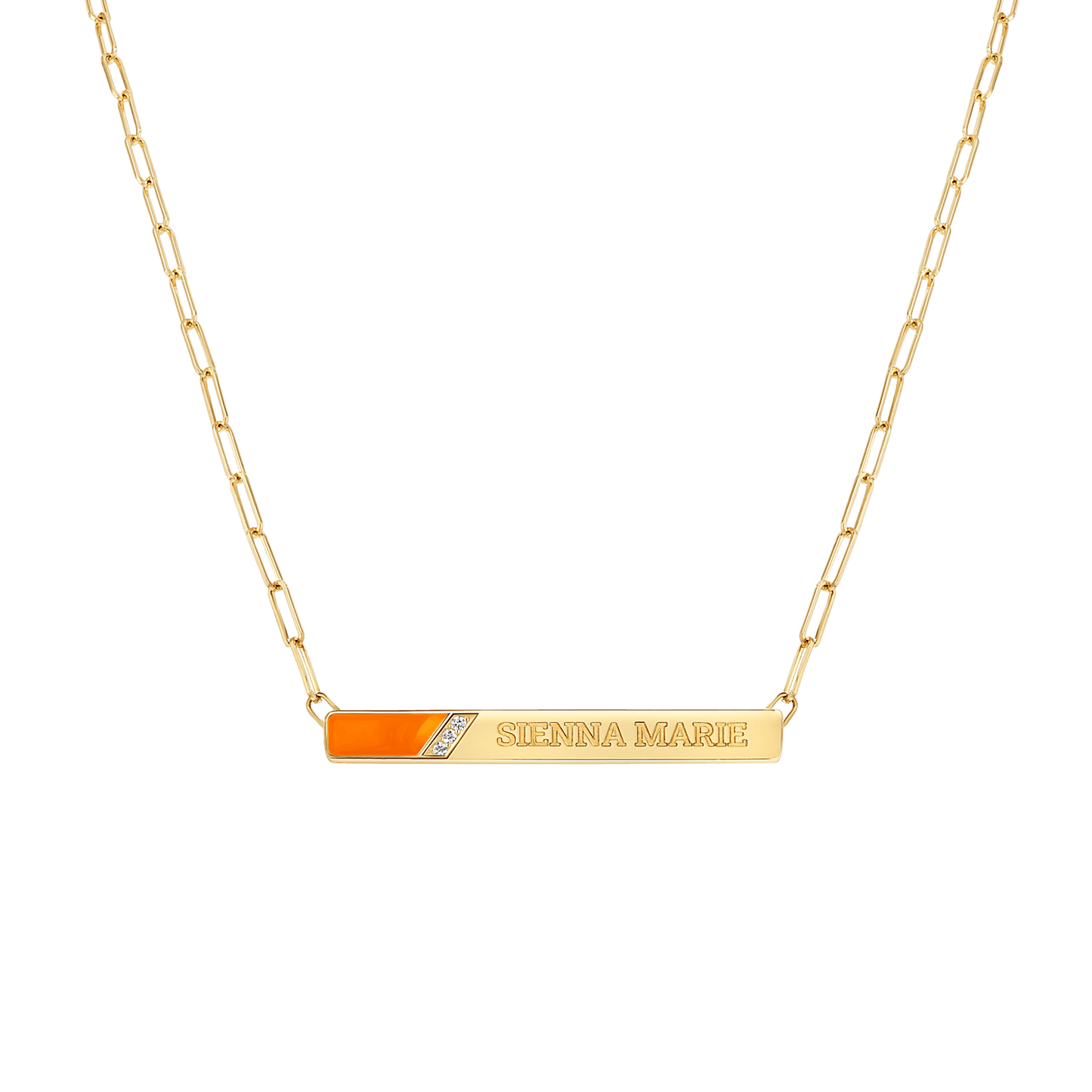 Slash Engravable Necklace with Diamond Accents - Lotus Diamond