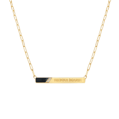 Slash Engravable Necklace with Diamond Accents - Lotus Diamond
