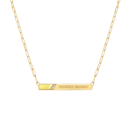 Slash Engravable Necklace with Diamond Accents - Lotus Diamond