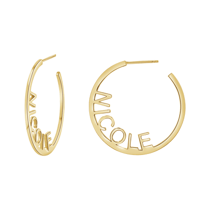 Small Block Name Hoops - Lotus Diamond