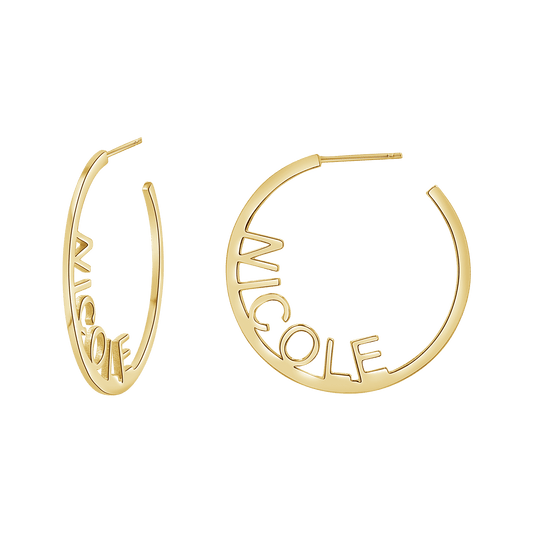 Small Block Name Hoops - Lotus Diamond