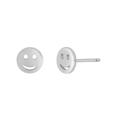 Smiley Face Stud Earrings - Lotus Diamond