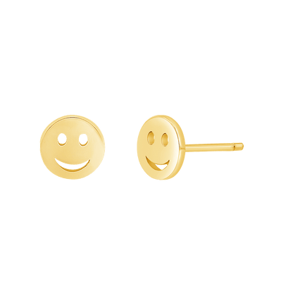 Smiley Face Stud Earrings - Lotus Diamond