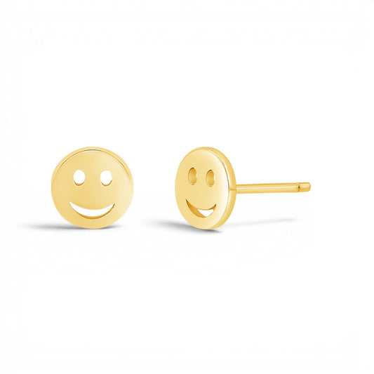Smiley Face Stud Earrings - Lotus Diamond