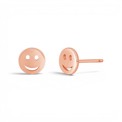 Smiley Face Stud Earrings - Lotus Diamond
