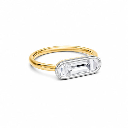 Solid Gold Bezel Engagement Ring for Women - Lotus Diamond