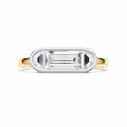 Solid Gold Bezel Engagement Ring for Women - Lotus Diamond