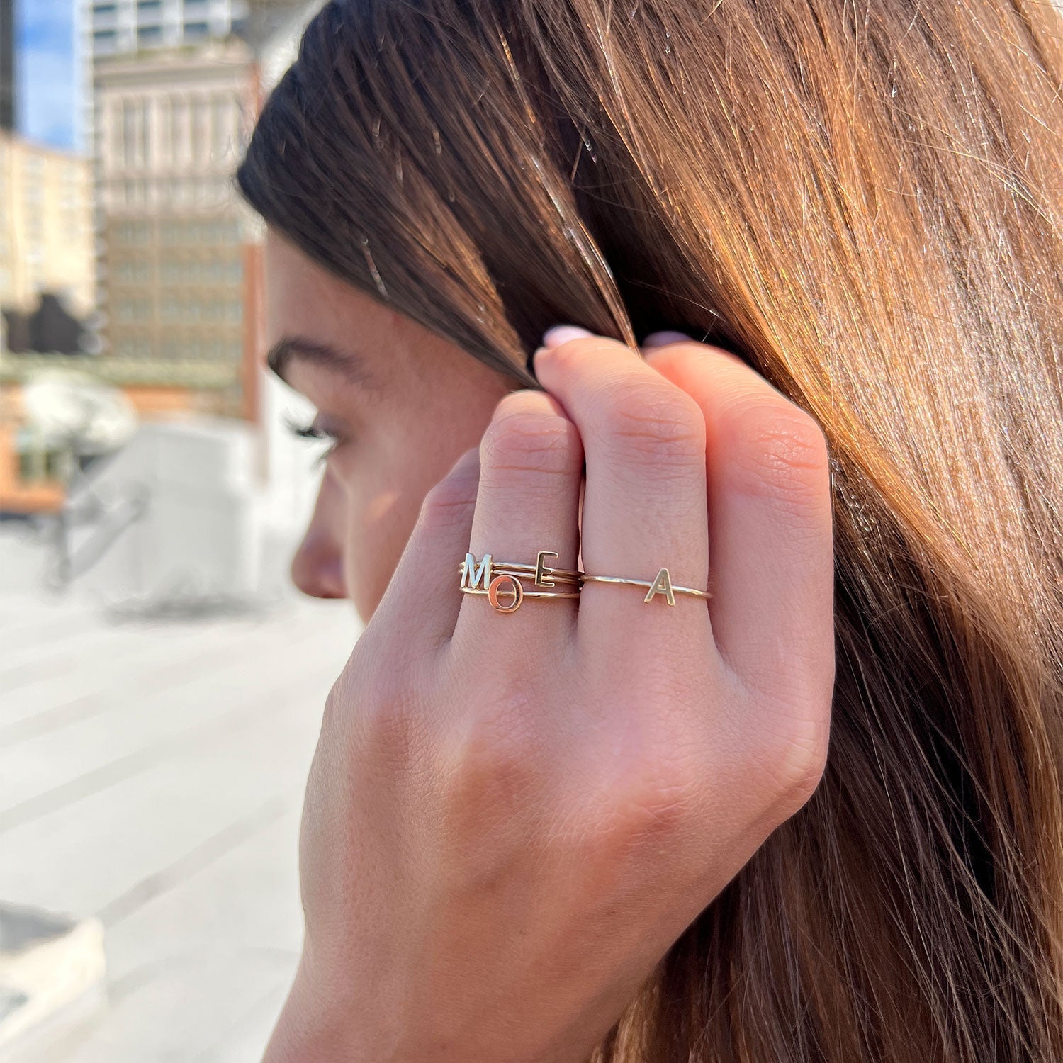 Solid Initial Letter Ring - Lotus Diamond