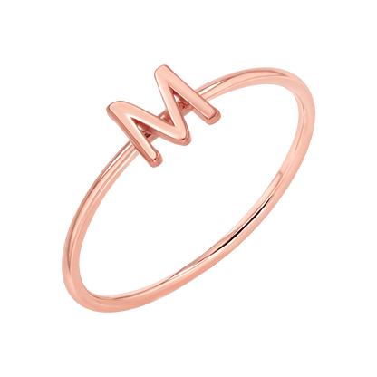 Solid Initial Letter Ring - Lotus Diamond