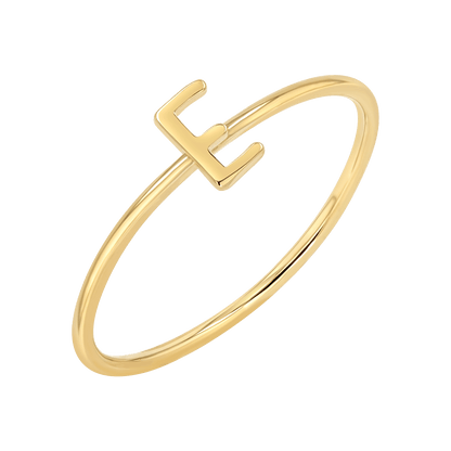 Solid Initial Letter Ring - Lotus Diamond