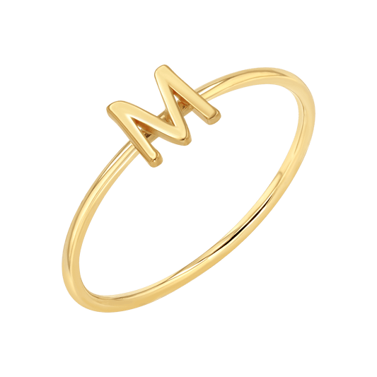 Solid Initial Letter Ring - Lotus Diamond