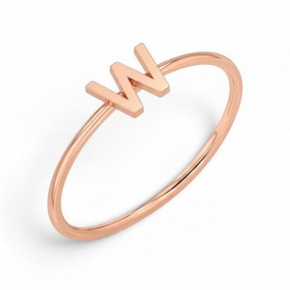 Solid Initial Letter Ring - Lotus Diamond