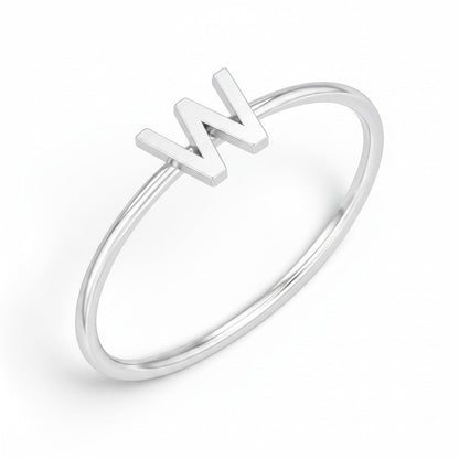 Solid Initial Letter Ring - Lotus Diamond