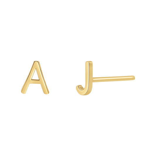 Solid Letter Studs - Lotus Diamond