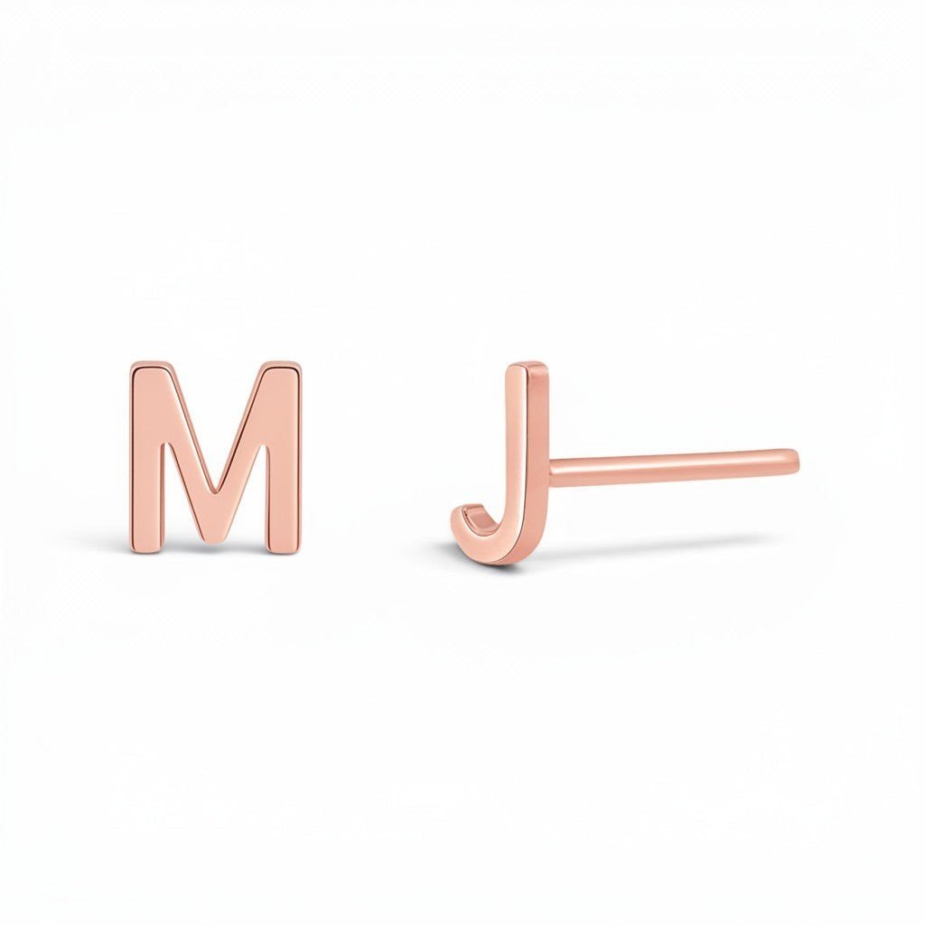Solid Letter Studs - Lotus Diamond