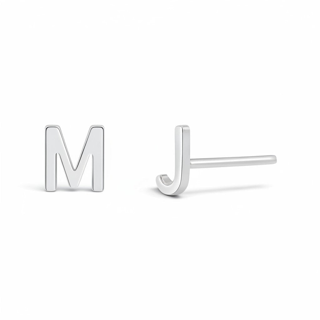 Solid Letter Studs - Lotus Diamond