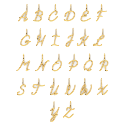 Solid Script Letter Charm - Lotus Diamond